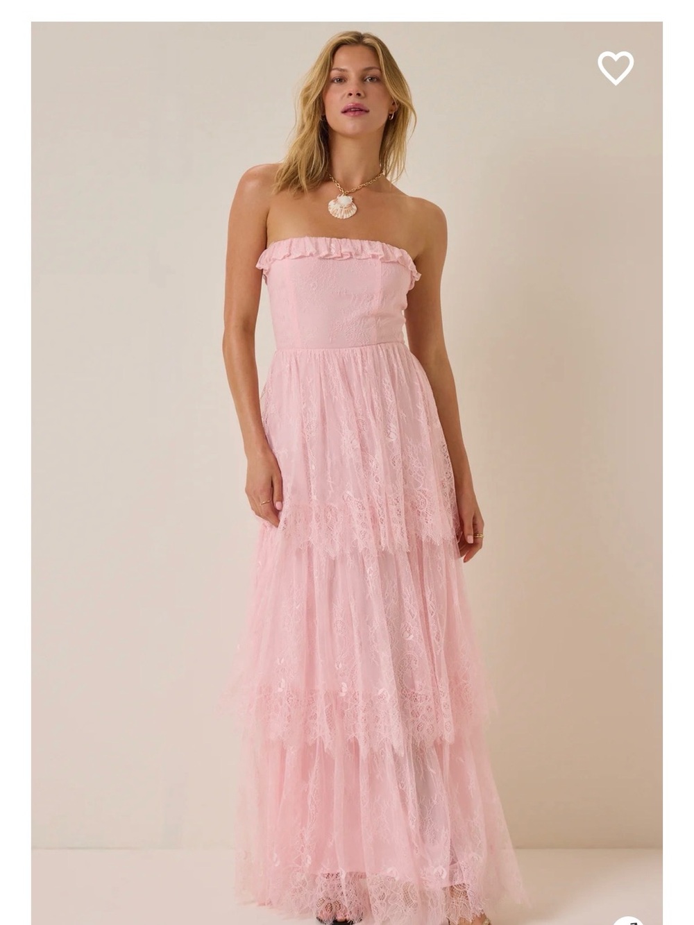 Altar'd State Strapless Pink Lace Maxi Dress